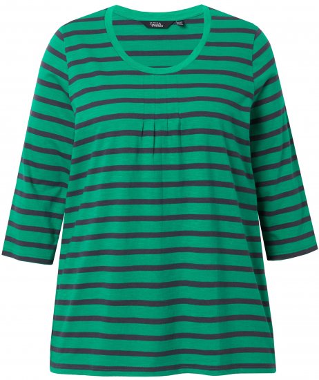 Ulla Popken Striped 3/4 Sleeve A-Line Tee Moss Green - T-paidat - 