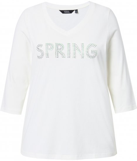 Ulla Popken SPRING Studded 3/4 Sleeve Tee Off-White - T-paidat - 