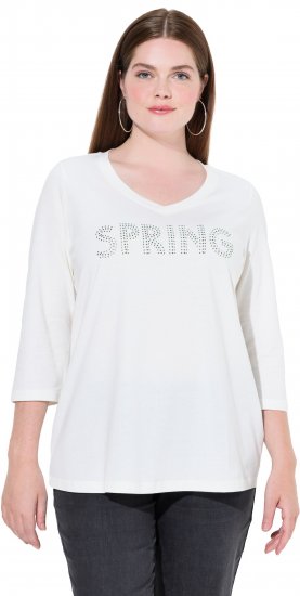 Ulla Popken SPRING Studded 3/4 Sleeve Tee Off-White - T-paidat - 