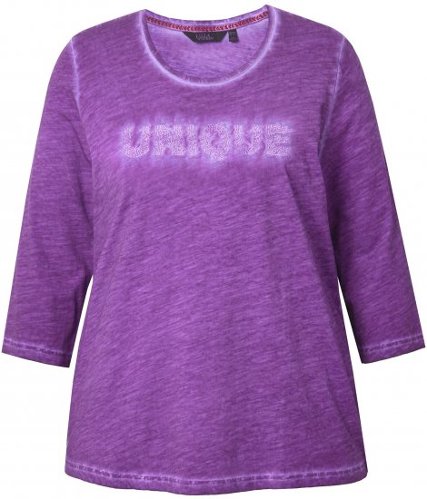 Ulla Popken UNIQUE Embroidered 3/4 Sleeve Tee Purple - T-paidat - 