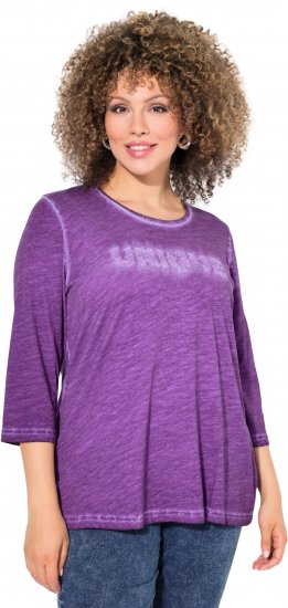 Ulla Popken UNIQUE Embroidered 3/4 Sleeve Tee Purple - T-paidat - 