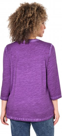 Ulla Popken UNIQUE Embroidered 3/4 Sleeve Tee Purple - T-paidat - 