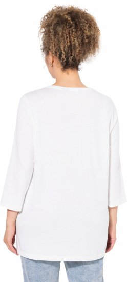 Ulla Popken Casual Mood Floral V-Neck Tee Off-White - T-paidat - 