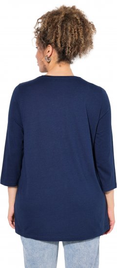 Ulla Popken Casual Mood Floral V-Neck Tee Navy - T-paidat - 