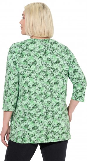 Ulla Popken Graphic Flower A-Line 3/4 Sleeve Tee Apple Green - T-paidat - 