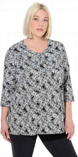Ulla Popken Graphic Flower A-Line 3/4 Sleeve Tee Soft Light Blue - T-paidat - 
