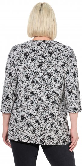 Ulla Popken Graphic Flower A-Line 3/4 Sleeve Tee Soft Light Blue - T-paidat - 