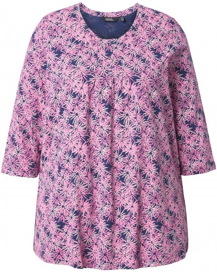 Ulla Popken Graphic Flower A-Line 3/4 Sleeve Tee Pink - T-paidat - 