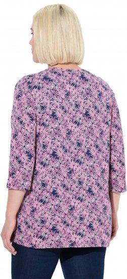 Ulla Popken Graphic Flower A-Line 3/4 Sleeve Tee Pink - T-paidat - 