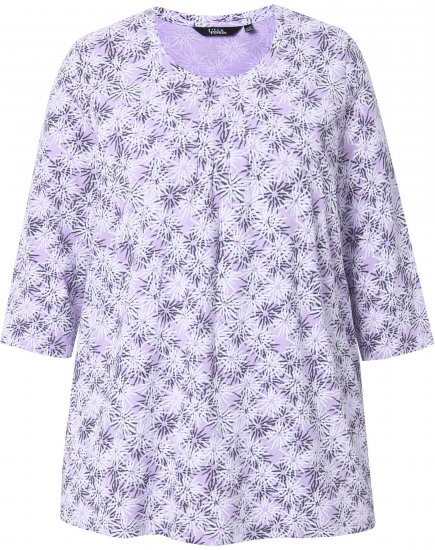 Ulla Popken Graphic Flower A-Line 3/4 Sleeve Tee Lavender - T-paidat - 