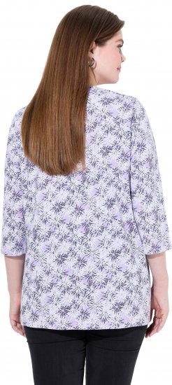 Ulla Popken Graphic Flower A-Line 3/4 Sleeve Tee Lavender - T-paidat - 