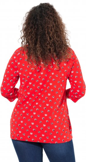 Ulla Popken Minimal Floral Print 3/4 Sleeve Tee Neon Red - Painetut T-paidat naisille - 