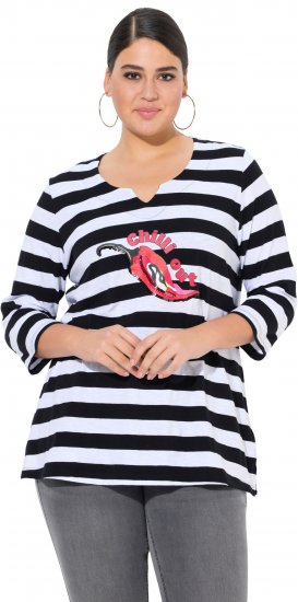 Ulla Popken Chilli Pepper Sequined 3/4 Sleeve Graphic Tee Black - T-paidat - 