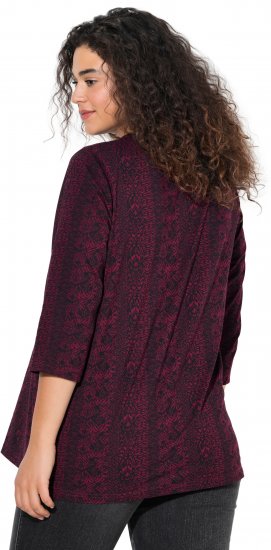 Ulla Popken Mixed Pattern Stripe 3/4 Sleeve Tee Black - T-paidat - 