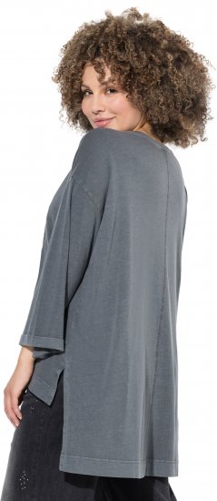 Ulla Popken 87 Applique Oversized Long Sleeve Tee Graphite Grey - T-paidat - 