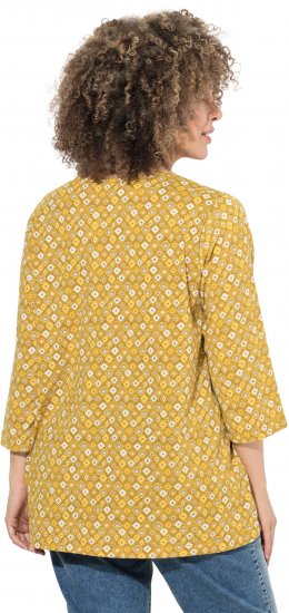 Ulla Popken Graphic Print Pleated 3/4 Sleeve Tee Mocha Brown - T-paidat - 