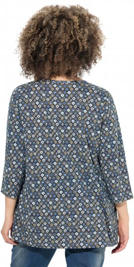 Ulla Popken Graphic Print Pleated 3/4 Sleeve Tee Atlantic Blue - T-paidat - 