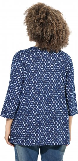 Ulla Popken Graphic Print Pleated 3/4 Sleeve Tee Blue - T-paidat - 