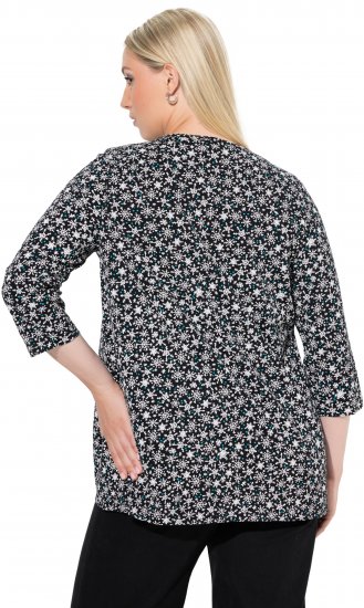 Ulla Popken Snowflake Print 3/4 Sleeve Tee Black - T-paidat - 