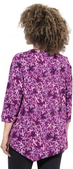 Ulla Popken Ribbon Print 3/4 Sleeve Asymmetric Tee Light Plum - Painetut T-paidat naisille - 