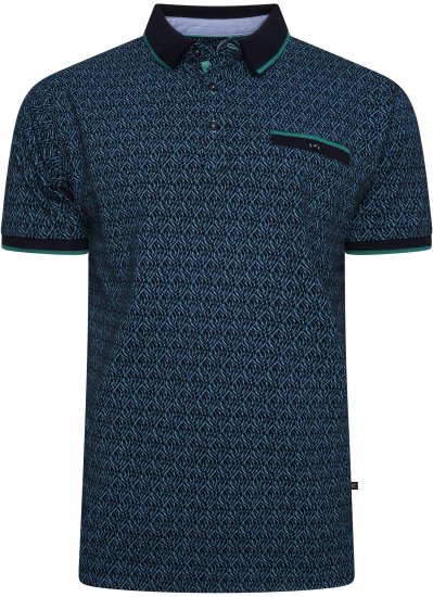 Kam Jeans 5527 AOP Pique Polo with Tipping on Collar/Cuffs Navy - Pikeepaidat - Miesten isot pikeepaidat