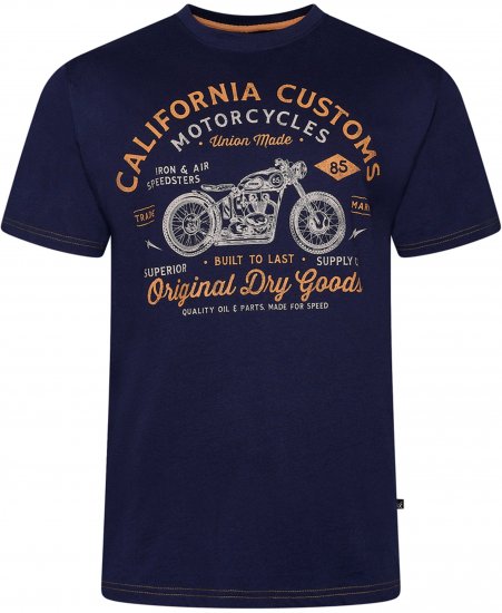 Kam Jeans 5787 California Customs Print Tee Navy - T-paidat - Isot T-paidat 2XL – 14XL