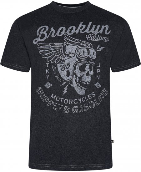Kam Jeans 5788 Brooklyn Motorcycle Skull Print Tee Black - T-paidat - Isot T-paidat 2XL – 14XL