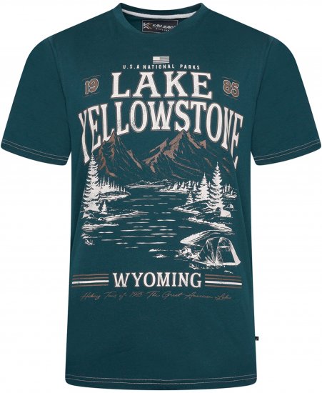 Kam Jeans 5792 Lake Yellowstone Print Tee Dark Sea - T-paidat - Isot T-paidat 2XL – 14XL