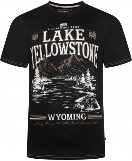 Kam Jeans 5792 Lake Yellowstone Print Tee Black - T-paidat - Isot T-paidat 2XL – 14XL