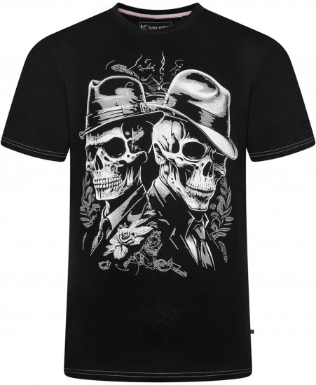 Kam Jeans 5796 Twin Gentleman Skull Print Tee Black - T-paidat - Isot T-paidat 2XL – 14XL