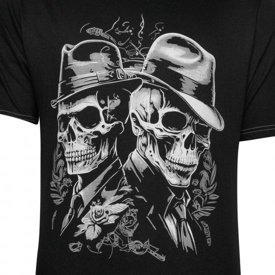 Kam Jeans 5796 Twin Gentleman Skull Print Tee Black - T-paidat - Isot T-paidat 2XL – 14XL
