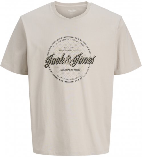 Jack & Jones Dover Denim O-Neck T-Shirt Moonbeam Grey - T-paidat - Isot T-paidat 2XL – 14XL