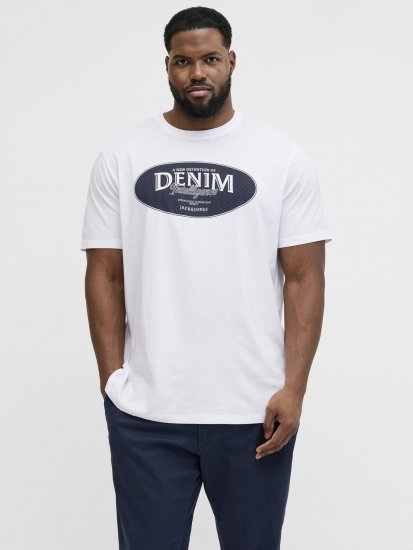 Jack & Jones Dover Denim O-Neck T-Shirt White - T-paidat - Isot T-paidat 2XL – 14XL