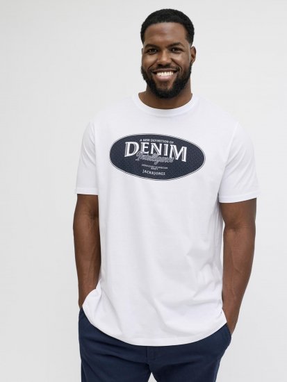 Jack & Jones Dover Denim O-Neck T-Shirt White - T-paidat - Isot T-paidat 2XL – 14XL