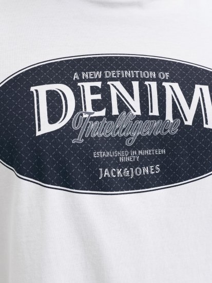 Jack & Jones Dover Denim O-Neck T-Shirt White - T-paidat - Isot T-paidat 2XL – 14XL