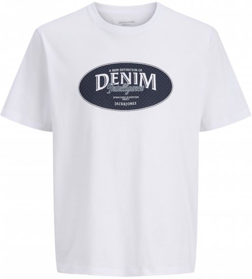 Jack & Jones Dover Denim O-Neck T-Shirt White - T-paidat - Isot T-paidat 2XL – 14XL