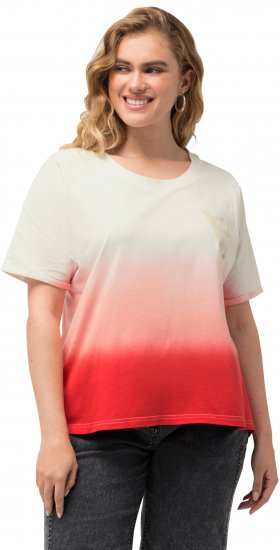 Ulla Popken Dip Dyed Short Sleeve Logo Tee Off-White - Painetut T-paidat naisille - 
