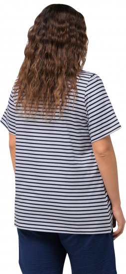 Ulla Popken Palm Tree Embroidered Tee Navy Blue - Painetut T-paidat naisille - 