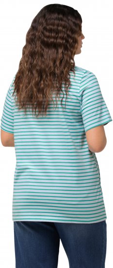 Ulla Popken Palm Tree Embroidered Tee Turquoise Green - Painetut T-paidat naisille - 