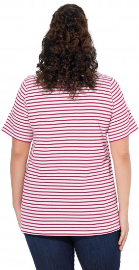 Ulla Popken Palm Tree Embroidered Tee Dark Raspberry - Painetut T-paidat naisille - 