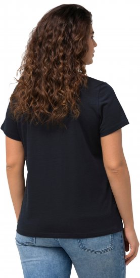 Ulla Popken BISOUS Short Sleeve Graphic Tee Navy Blue - Painetut T-paidat naisille - 