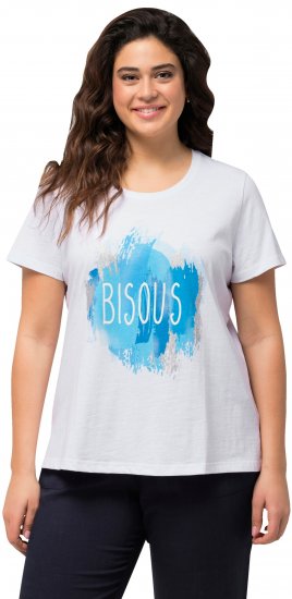 Ulla Popken BISOUS Short Sleeve Graphic Tee Snow White - Painetut T-paidat naisille - 