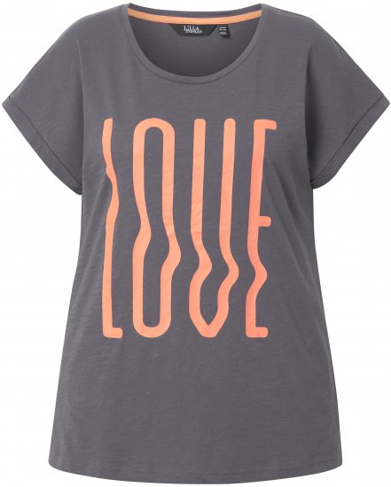 Ulla Popken LOVE Short Sleeve Graphic Tee Graphite Grey - Painetut T-paidat naisille - 