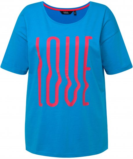 Ulla Popken LOVE Short Sleeve Graphic Tee Sapphire Blue - Painetut T-paidat naisille - 