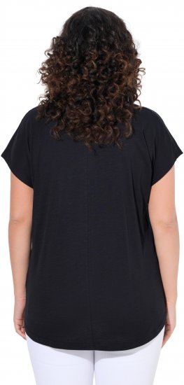 Ulla Popken Metallic Animal Cap Sleeve Graphic Tee Black - Painetut T-paidat naisille - 