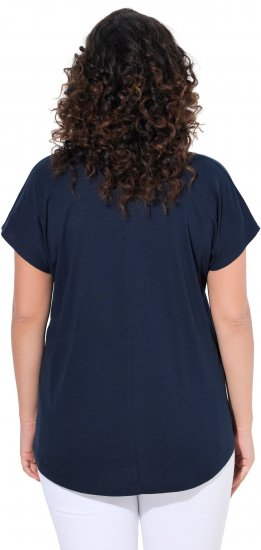 Ulla Popken Metallic Animal Cap Sleeve Graphic Tee Navy - Painetut T-paidat naisille - 
