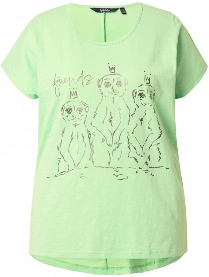 Ulla Popken Metallic Animal Cap Sleeve Graphic Tee Green - Painetut T-paidat naisille - 
