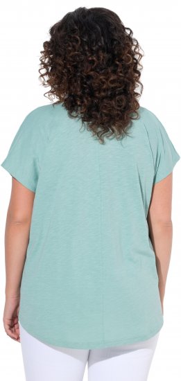Ulla Popken Metallic Animal Cap Sleeve Graphic Tee Light Green - Painetut T-paidat naisille - 