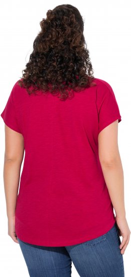 Ulla Popken Metallic Animal Cap Sleeve Graphic Tee Dark Raspberry - Painetut T-paidat naisille - 