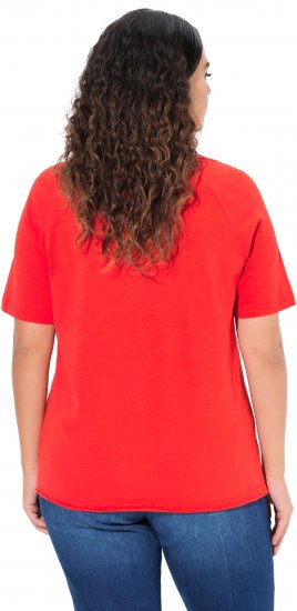 Ulla Popken TRUE Lettering Short Sleeve Tee Neon Red - Painetut T-paidat naisille - 